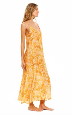 ワンピース [FRITUR] Poet Linen Dress The Lazy Poet Women's Frida Claire Saffron Linen Maxi Slip Dress